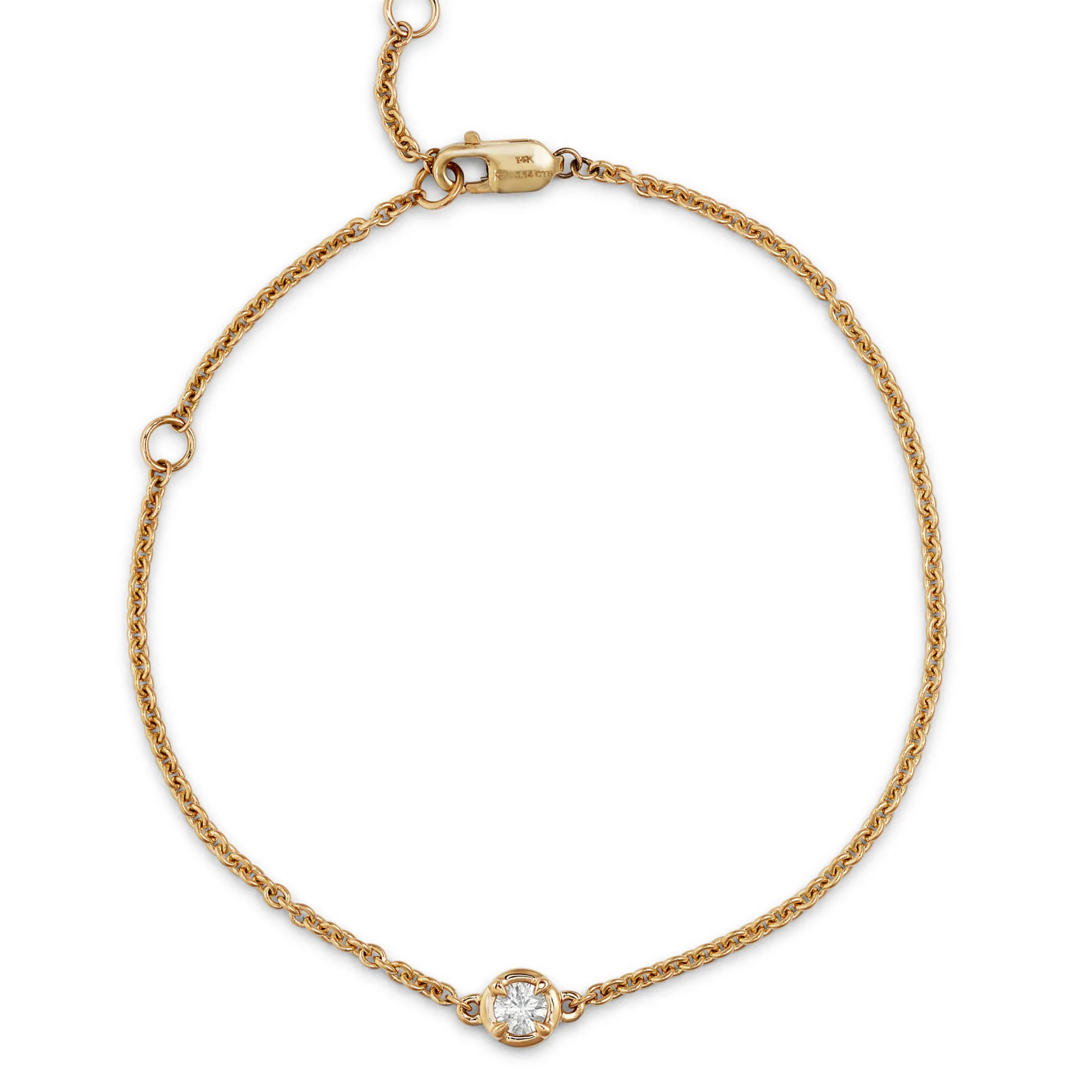 Bezel Set Round Diamond Bracelet, 14K Yellow Gold Hot