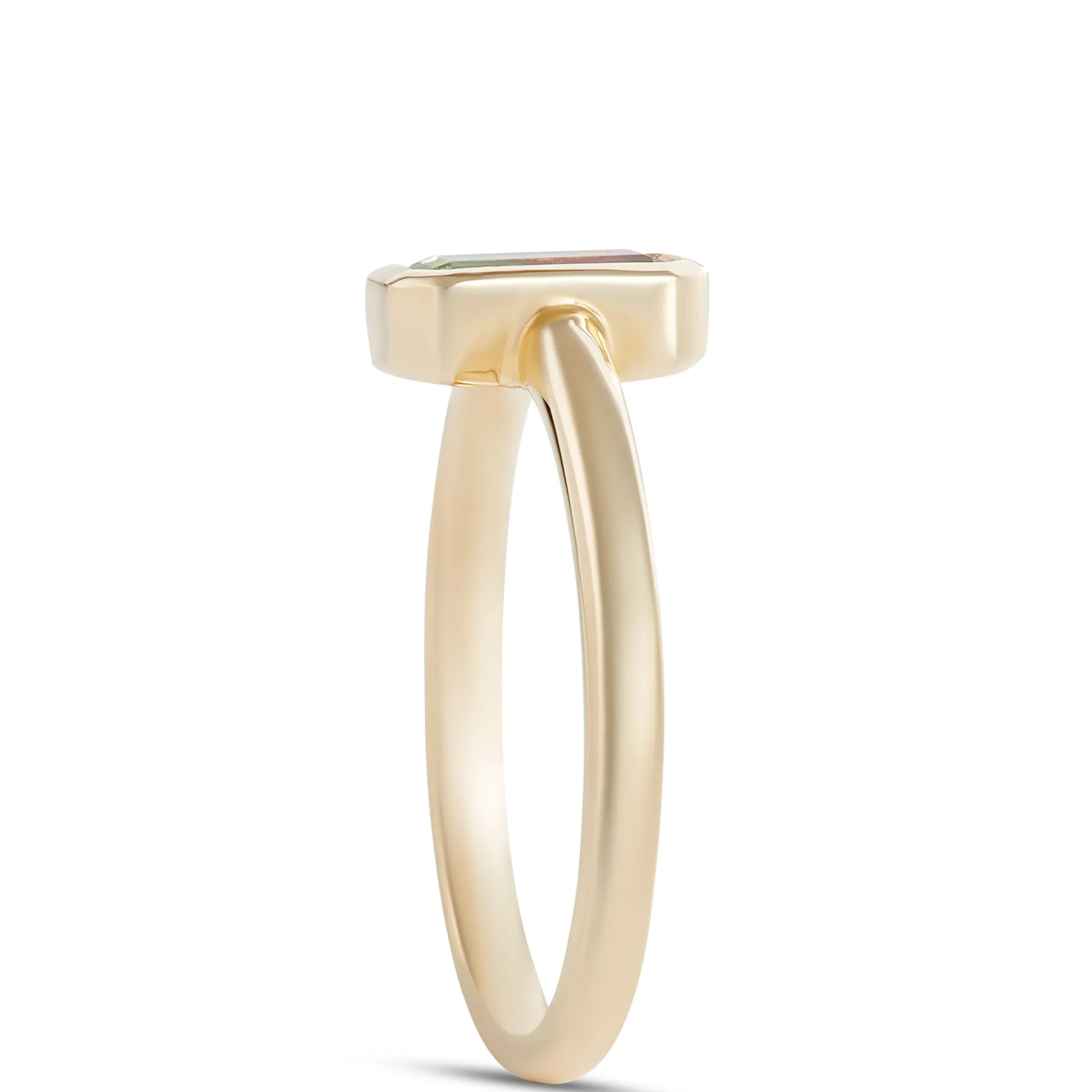 Bi-Colored Emerald Cut Tourmaline Ring, 14K Yellow Gold Discount