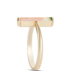 Bi-Colored Emerald Cut Tourmaline Ring, 14K Yellow Gold Sale