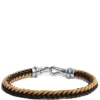 Black & Brown Braided Leather Bracelet Outlet