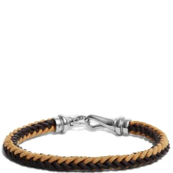 Black & Brown Braided Leather Bracelet Outlet