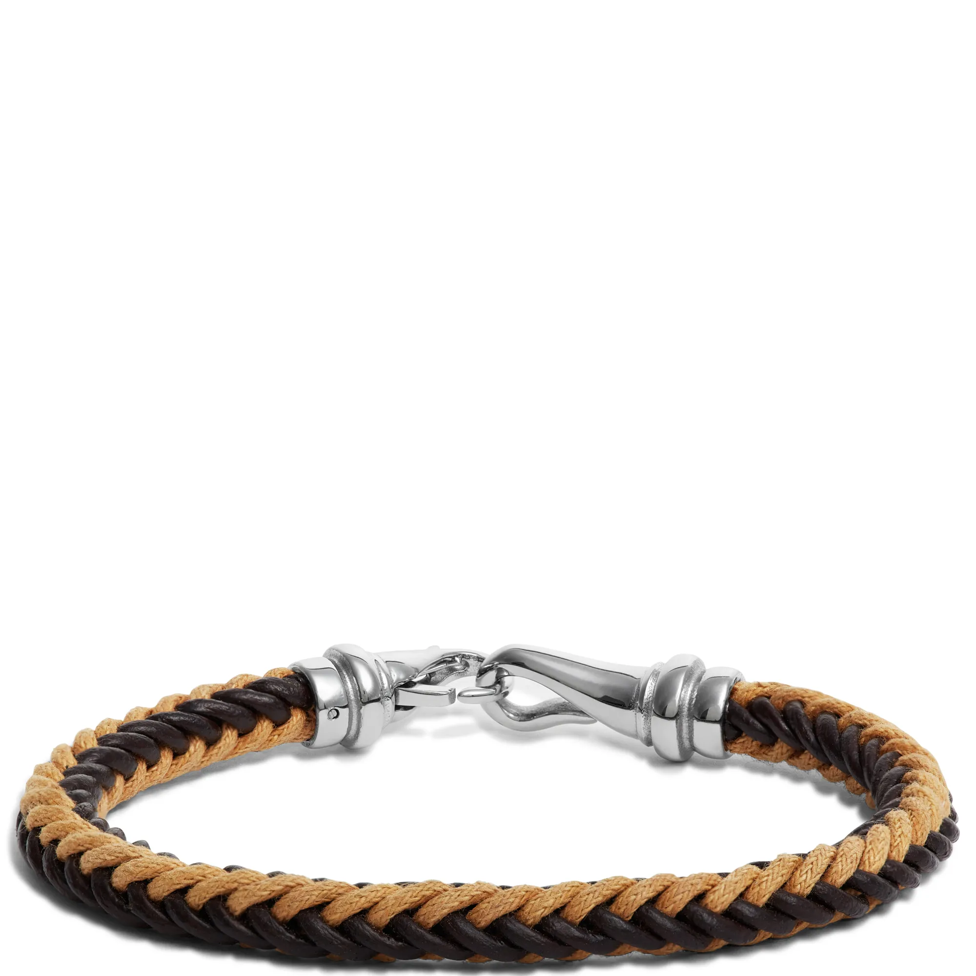 Black & Brown Braided Leather Bracelet Outlet