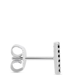Black Diamond Bar Earrings, 14K White Gold