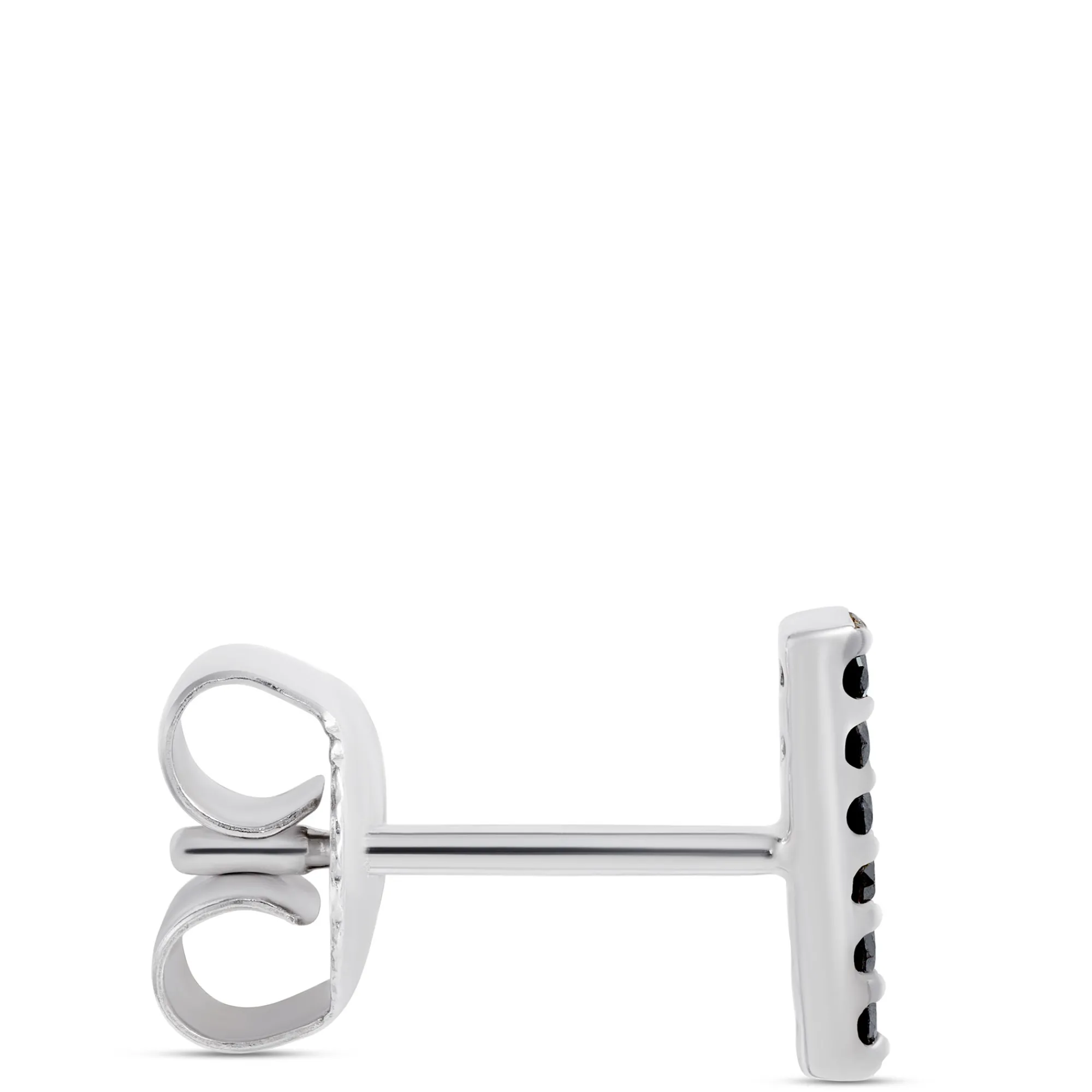 Black Diamond Bar Earrings, 14K White Gold