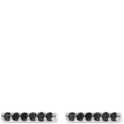 Black Diamond Bar Earrings, 14K White Gold