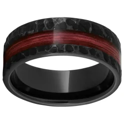 Black Diamond Ceramic™ Pipe Cut Band with Cabernet Barrel Aged™ Off-Center Inlay and Moon Finish Best