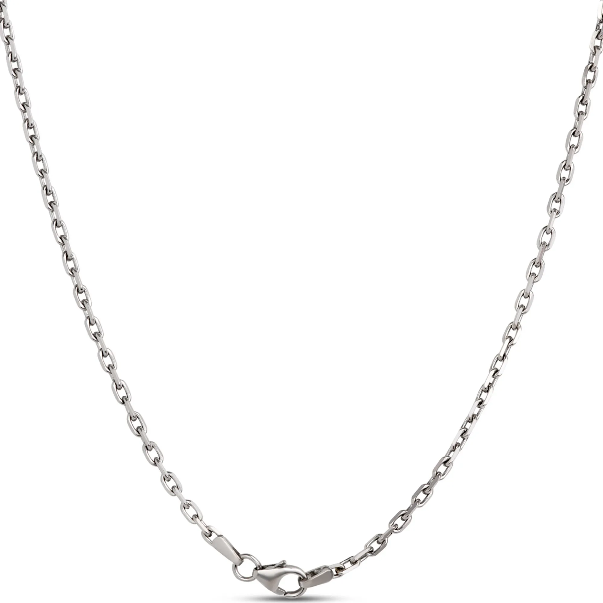 Blue Sapphire and Diamond Dog Tag Necklace, 18K White Gold Hot