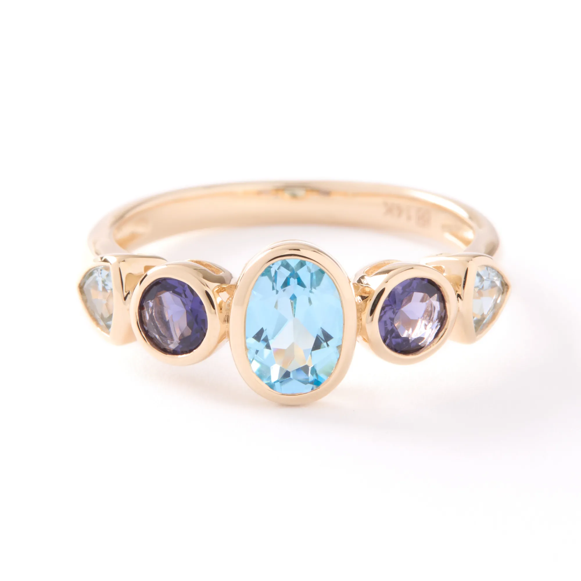Blue Topaz and Iolite Ring, 14K Yellow Gold Discount