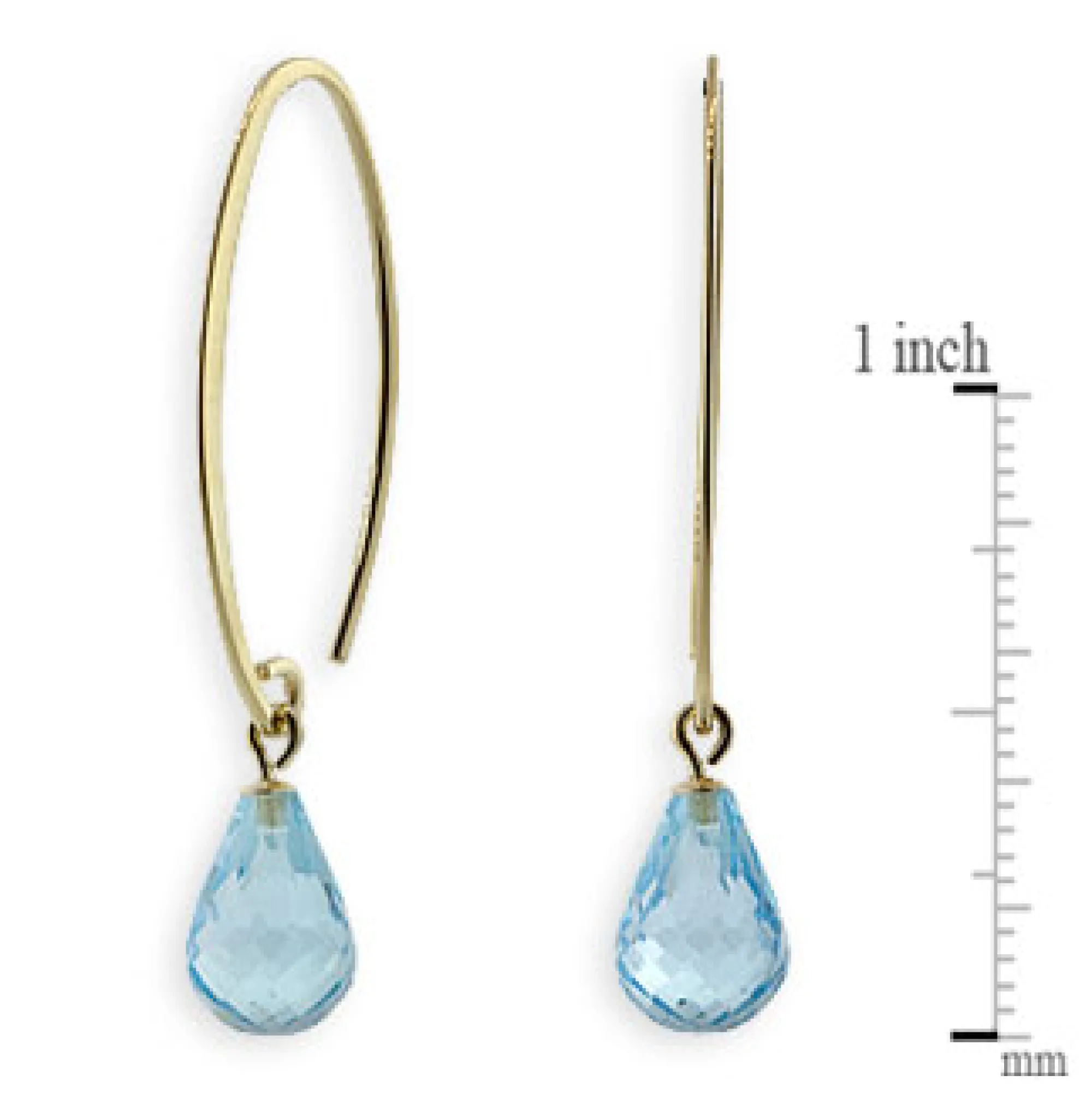 Blue Topaz Drop Earrings 14K Hot