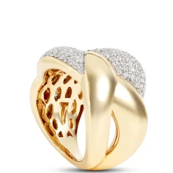 Braided Gold and Diamond Ring, 14K Yellow Gold Size 5 Sale