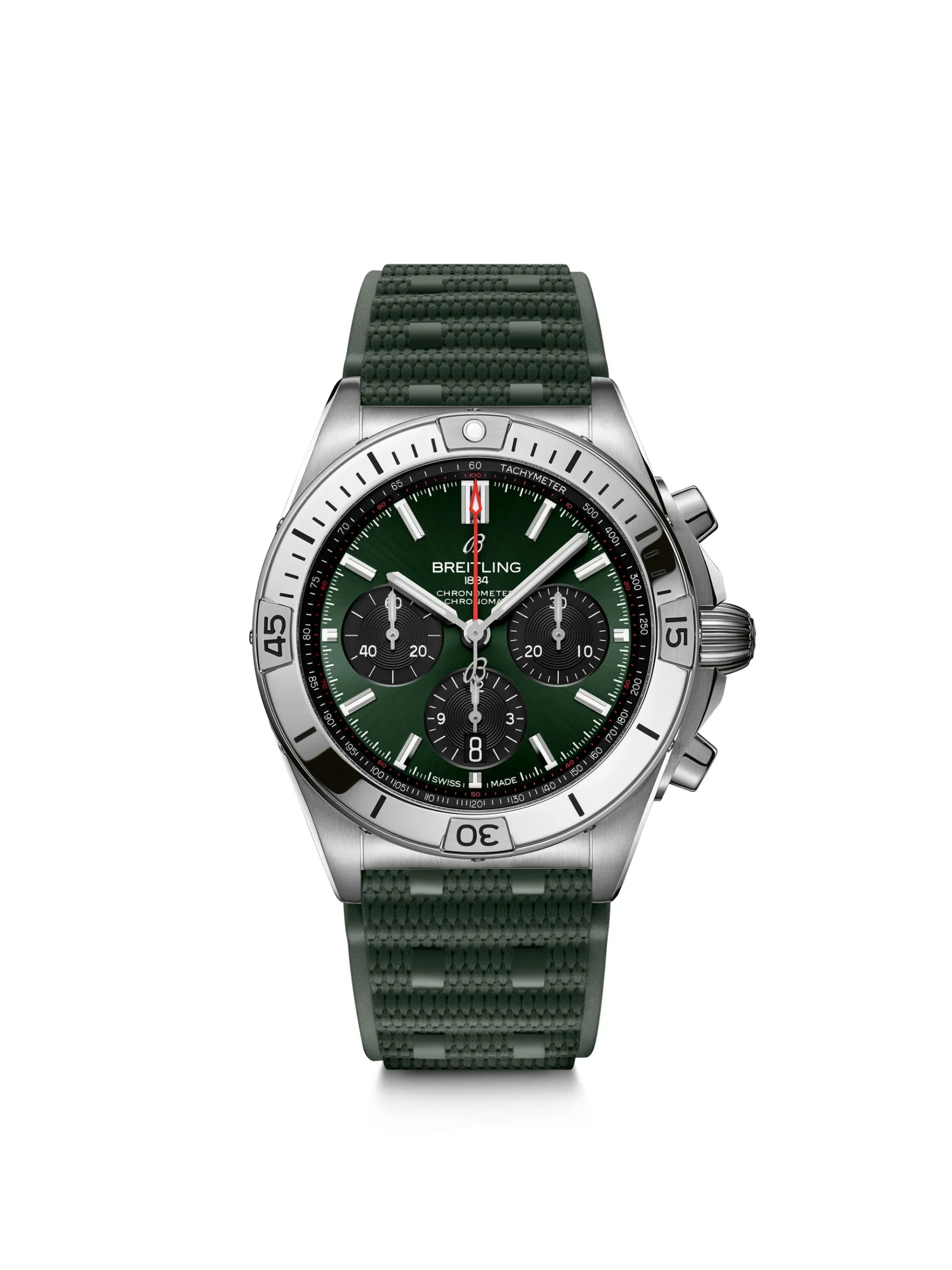 Breitling Chronomat B01 Green Dial Rubber Strap Watch, 42mm Sale