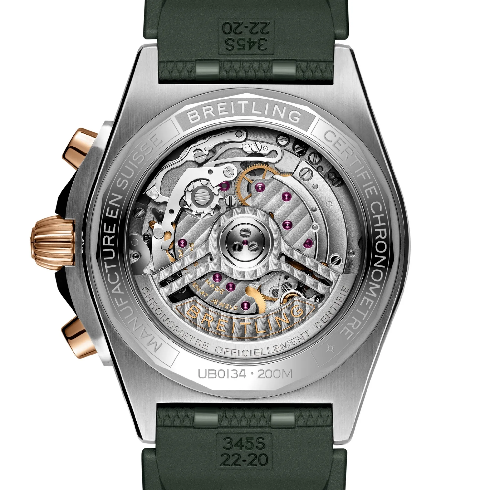 Breitling Chronomat B01 42 Rouleaux Rubber Strap Green Dial, 42mm
