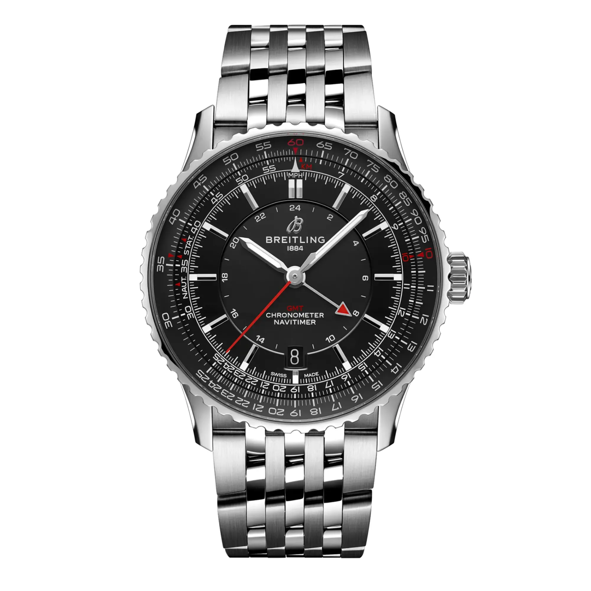 Breitling Navitimer Automatic GMT Black Dial Watch, 41mm New