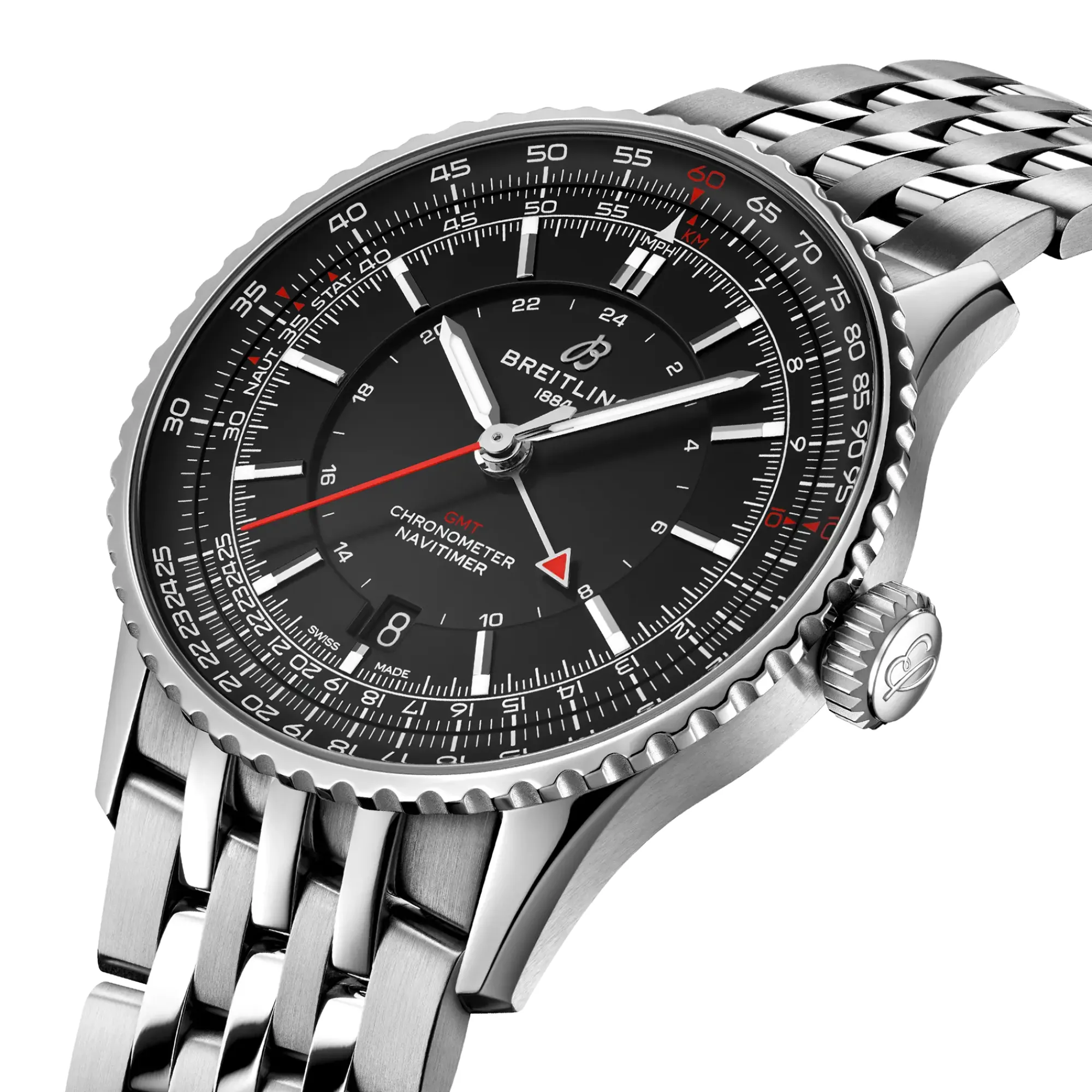 Breitling Navitimer Automatic GMT Black Dial Watch, 41mm New