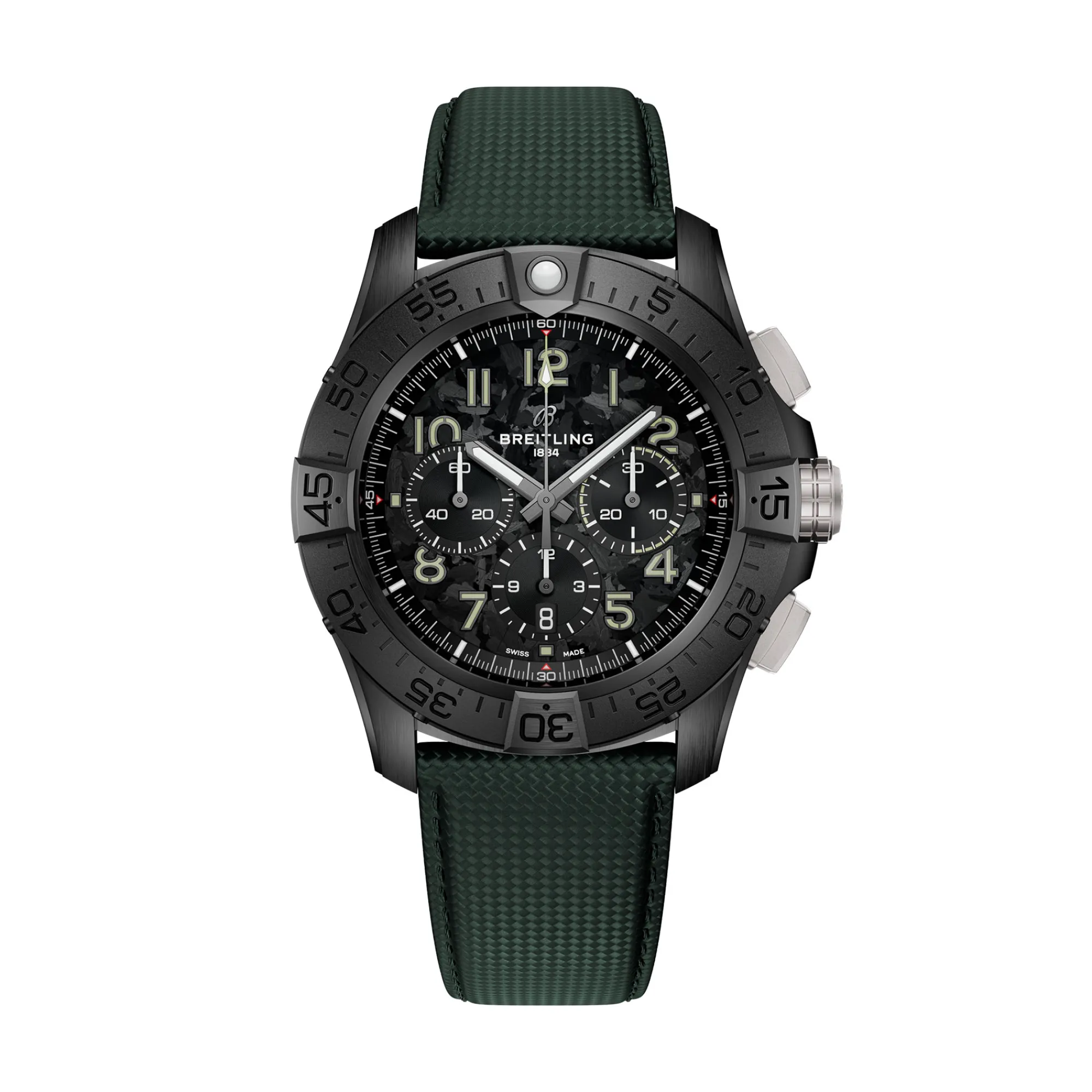 Breitling Super Avenger B01 Chronograph 42 Night Mission Black Dial Watch, 46mm New