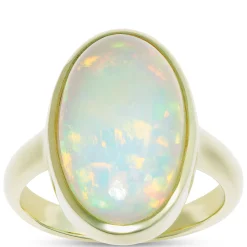 Cabochon Ring with Oval Opal Center Stone, 14K Yellow Gold Online