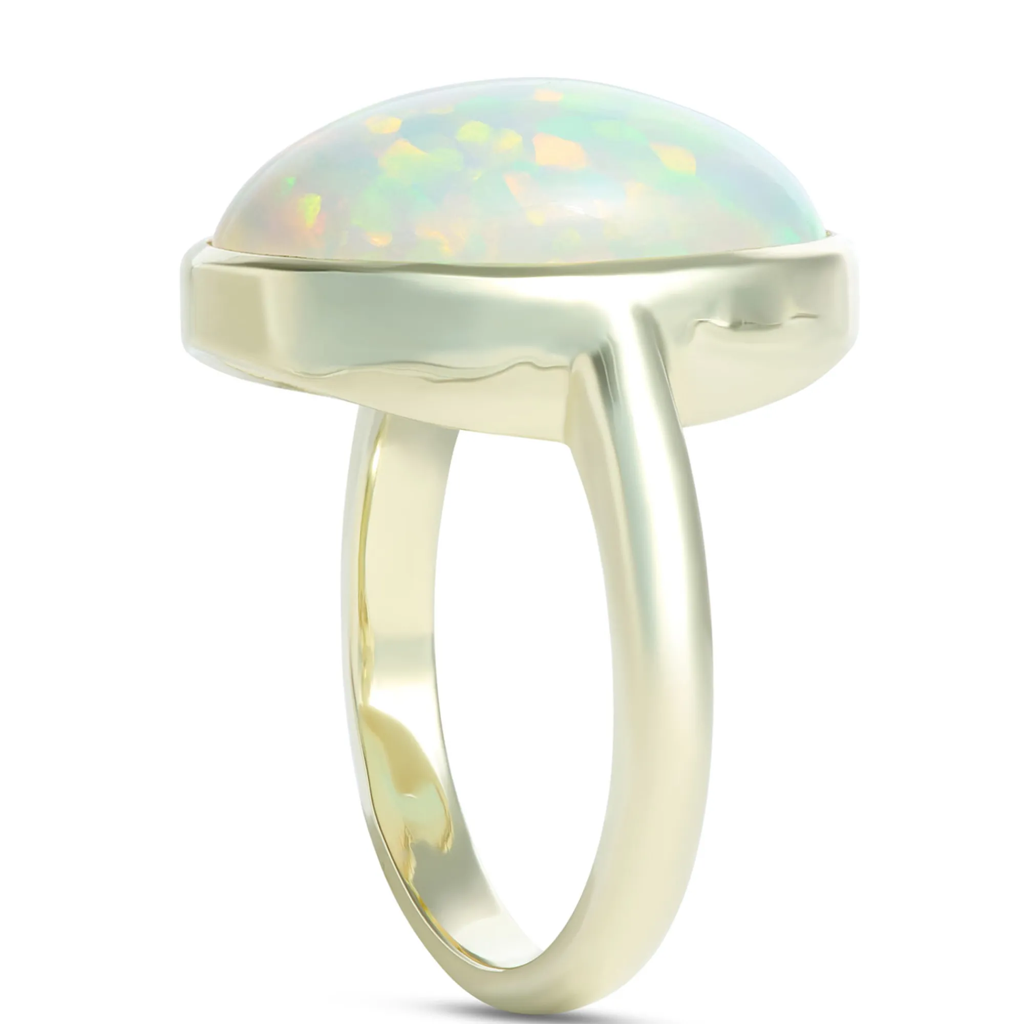 Cabochon Ring with Oval Opal Center Stone, 14K Yellow Gold Online
