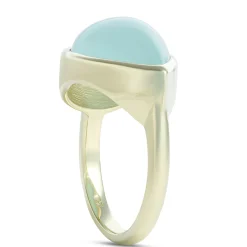 Cabochon Ring with Pear Shaped Aquamarine Gemstone, 14K Yellow Gold Best