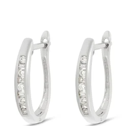 Channel Set Diamond Hoops, 14K White Gold Sale