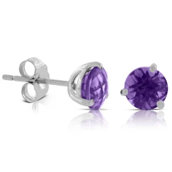 Checkered Amethyst Earrings 14K, 8mm Hot
