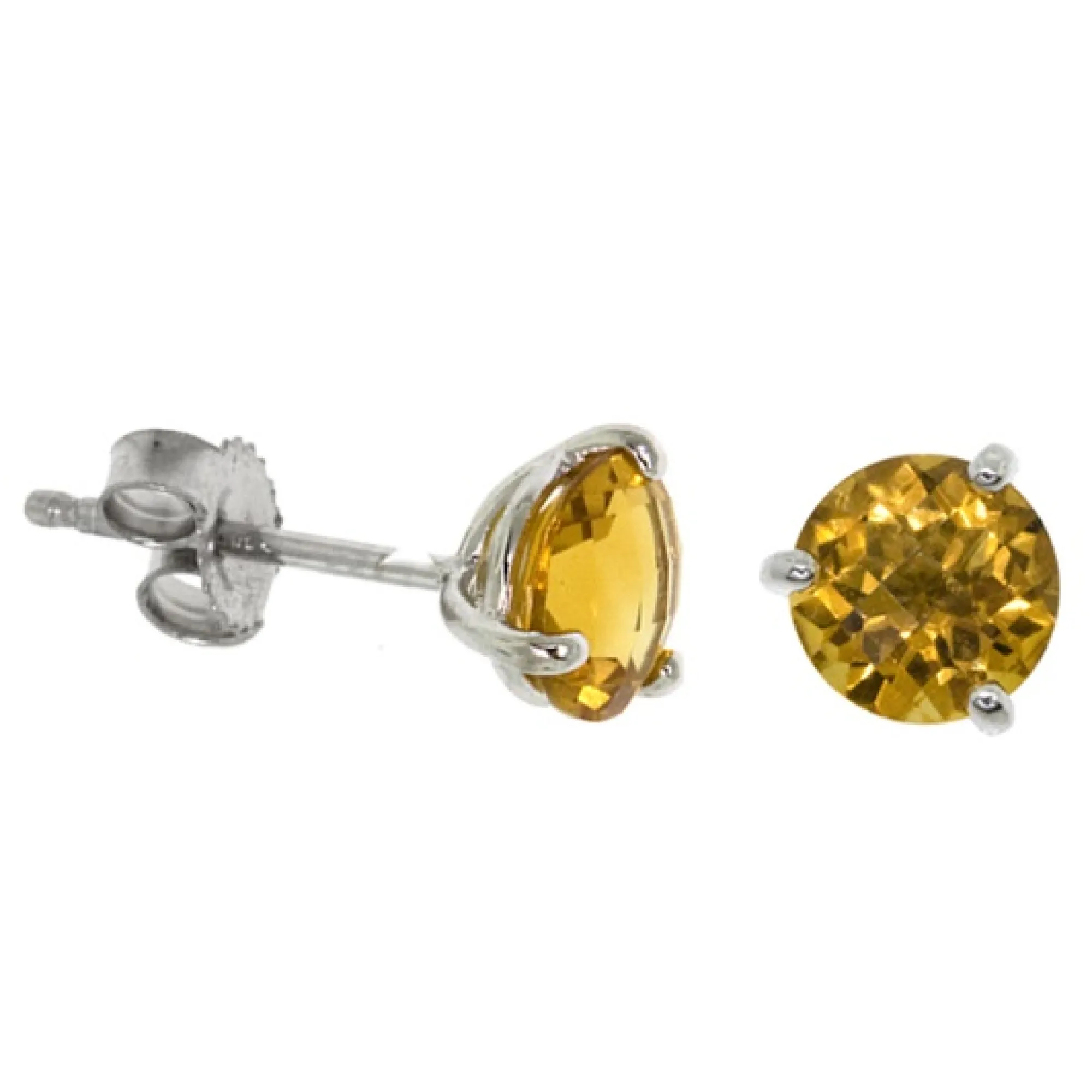 Checkered Citrine Earrings 14K, 6mm Clearance
