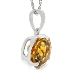 Checkered Citrine Pendant 14K, 8mm Hot