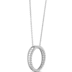 Circle Diamond Pendant Necklace, 14K White Gold Discount