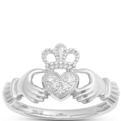 Claddagh Diamond Ring 14K New
