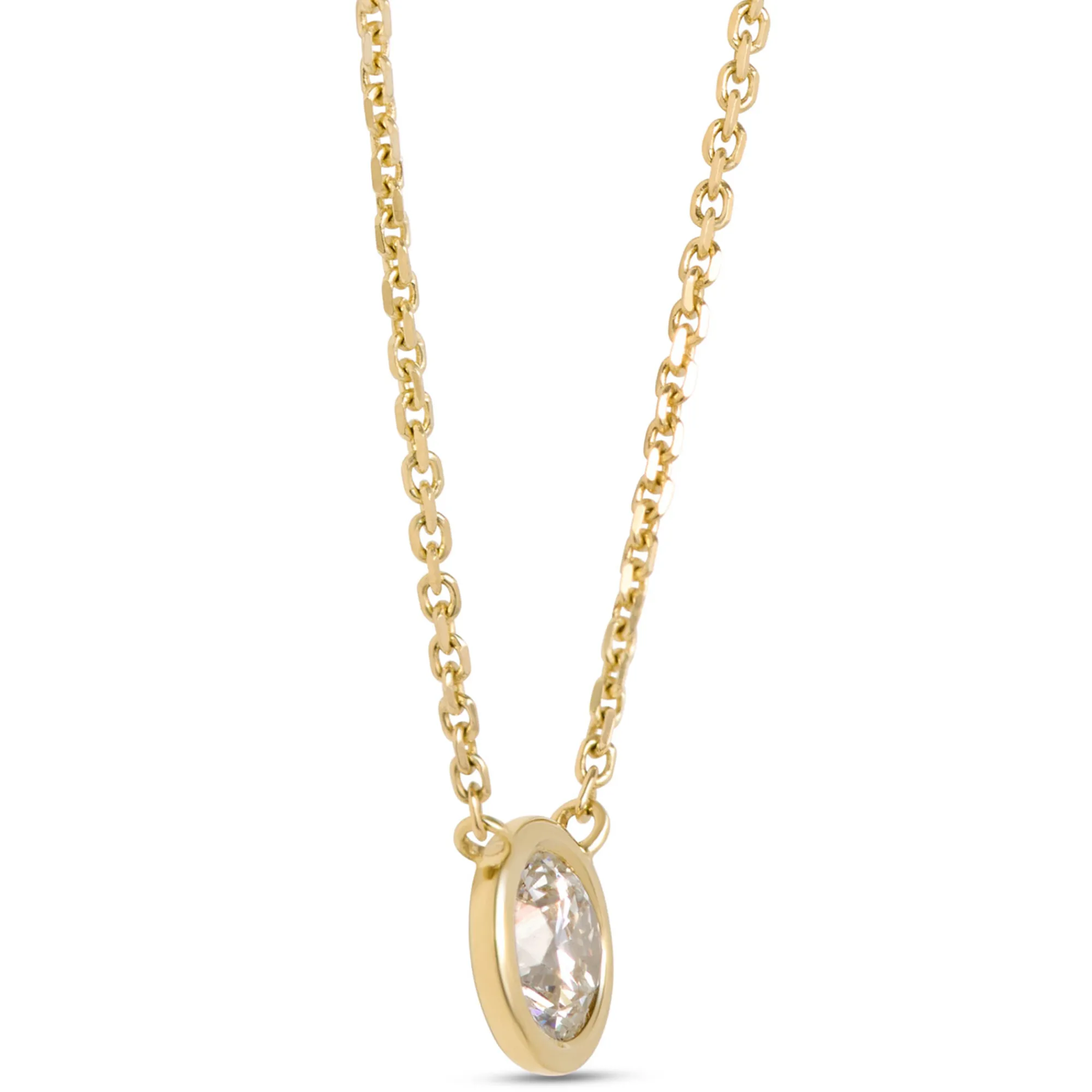 Classic Bezel Set Round Diamond Pendant, ⅓ Carat, 18K Yellow Gold Hot