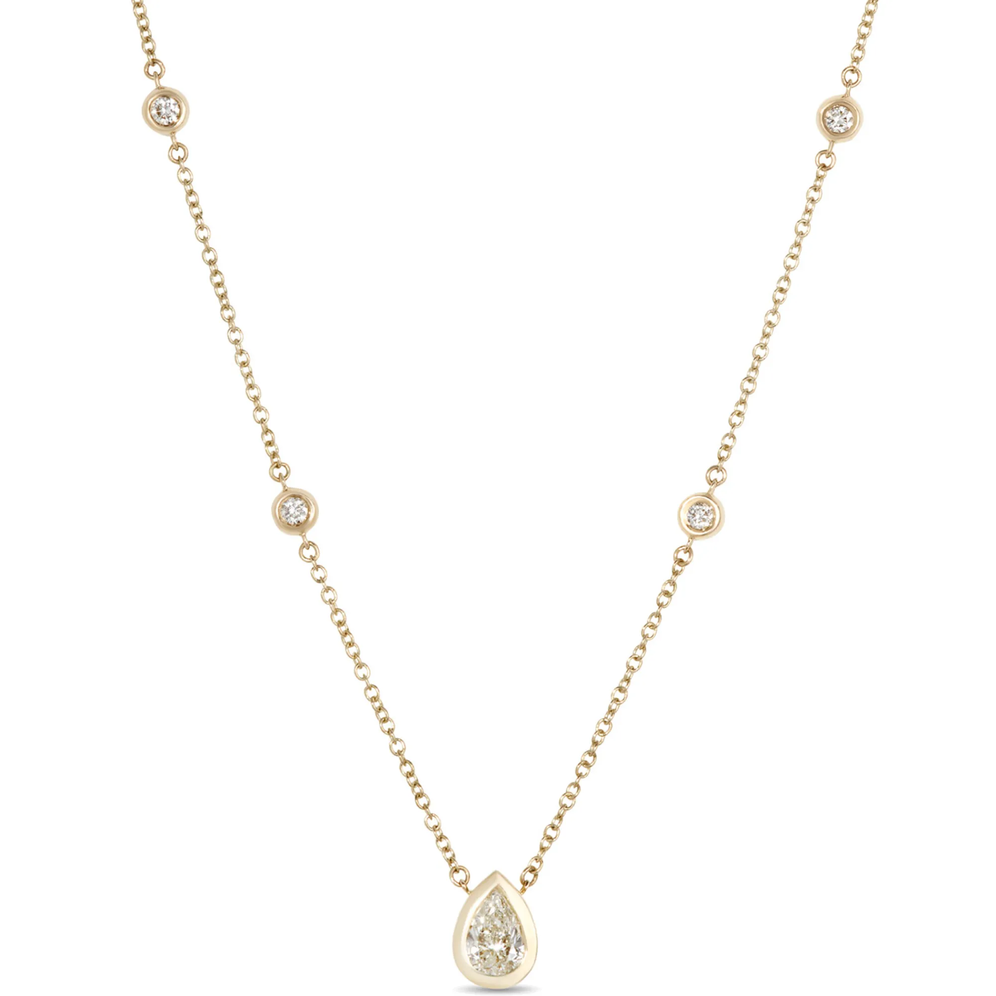 Classic Diamond Station Necklace, ½ Carat Total Weight, 14K Yellow Gold Outlet