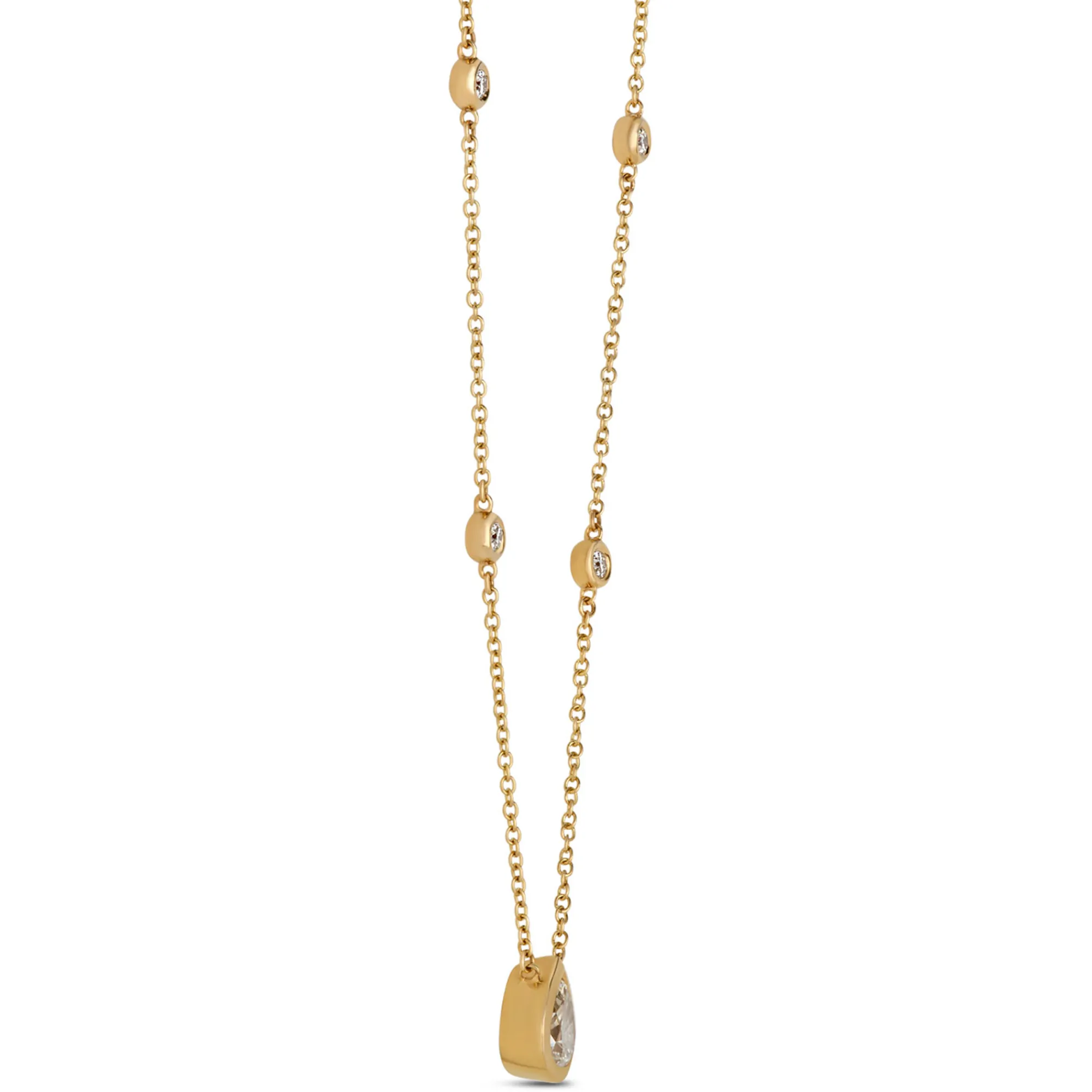 Classic Diamond Station Necklace, ½ Carat Total Weight, 14K Yellow Gold Outlet