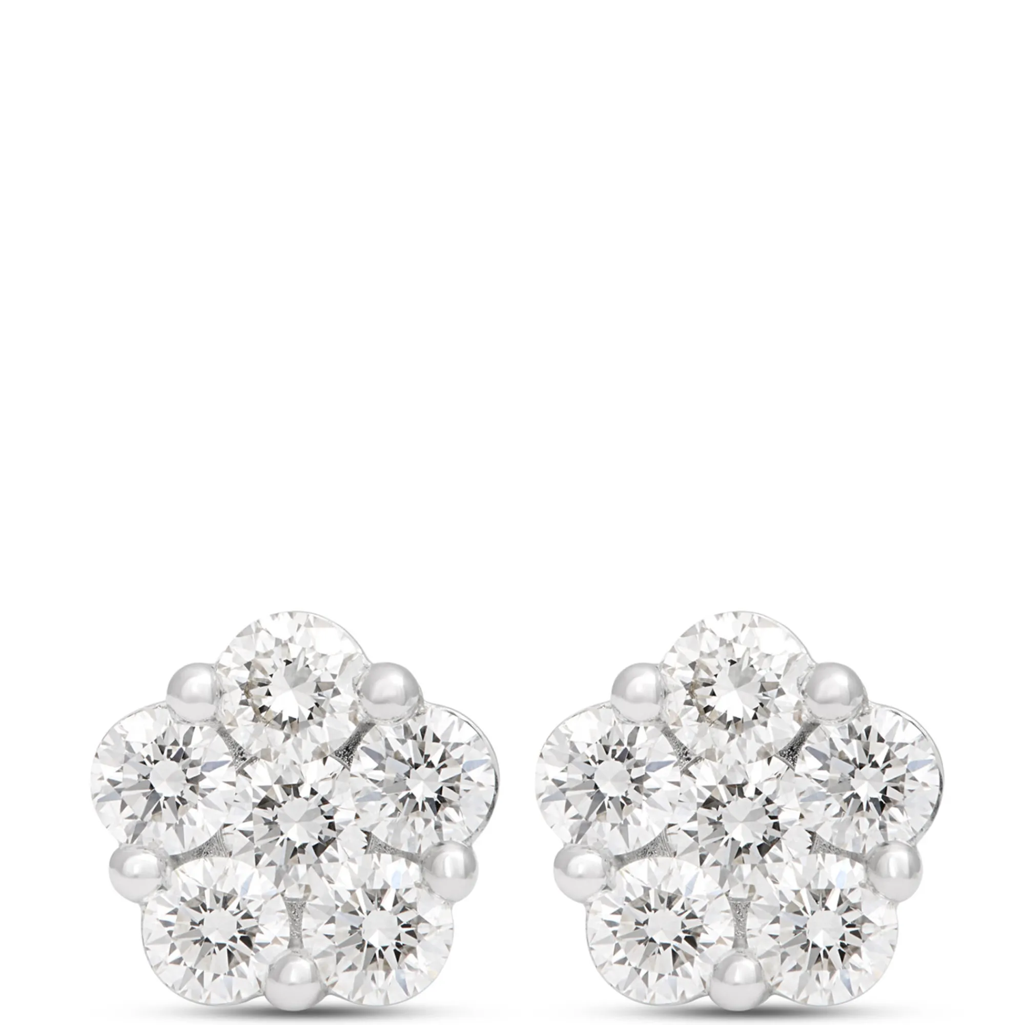 Classic Floral Diamond Studs, 1 Carat, 14K White Gold Hot