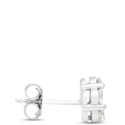 Classic Floral Diamond Studs, 1 Carat, 14K White Gold Hot