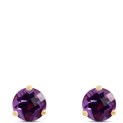 Classic Round Amethyst Studs, 14K Yellow Gold Discount