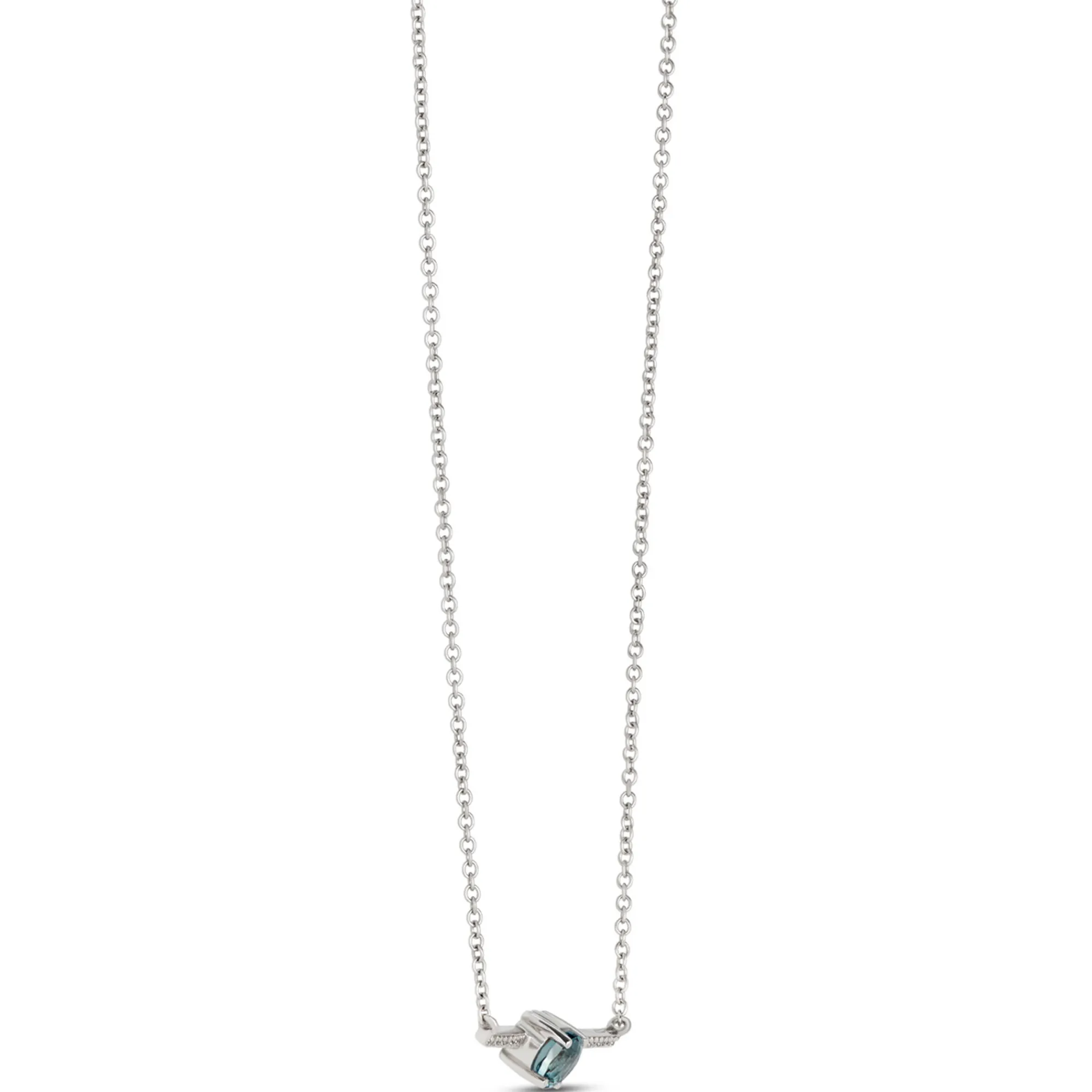 Classic Round Blue Topaz Bar Pendant, 14K Yellow Gold New