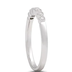 Classic Round Diamond Band with Milgrain Bezels, 1/10 Total Carat Weight, 14K White Gold Clearance