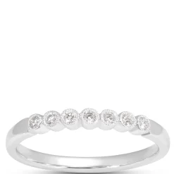 Classic Round Diamond Band with Milgrain Bezels, 1/10 Total Carat Weight, 14K White Gold Clearance