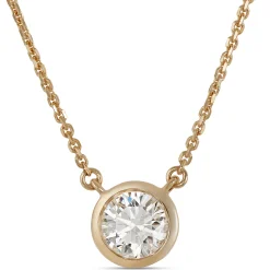 Classic Round Diamond Bezel Pendant, ½ Carat Total Weight, 18K Yellow Gold Clearance