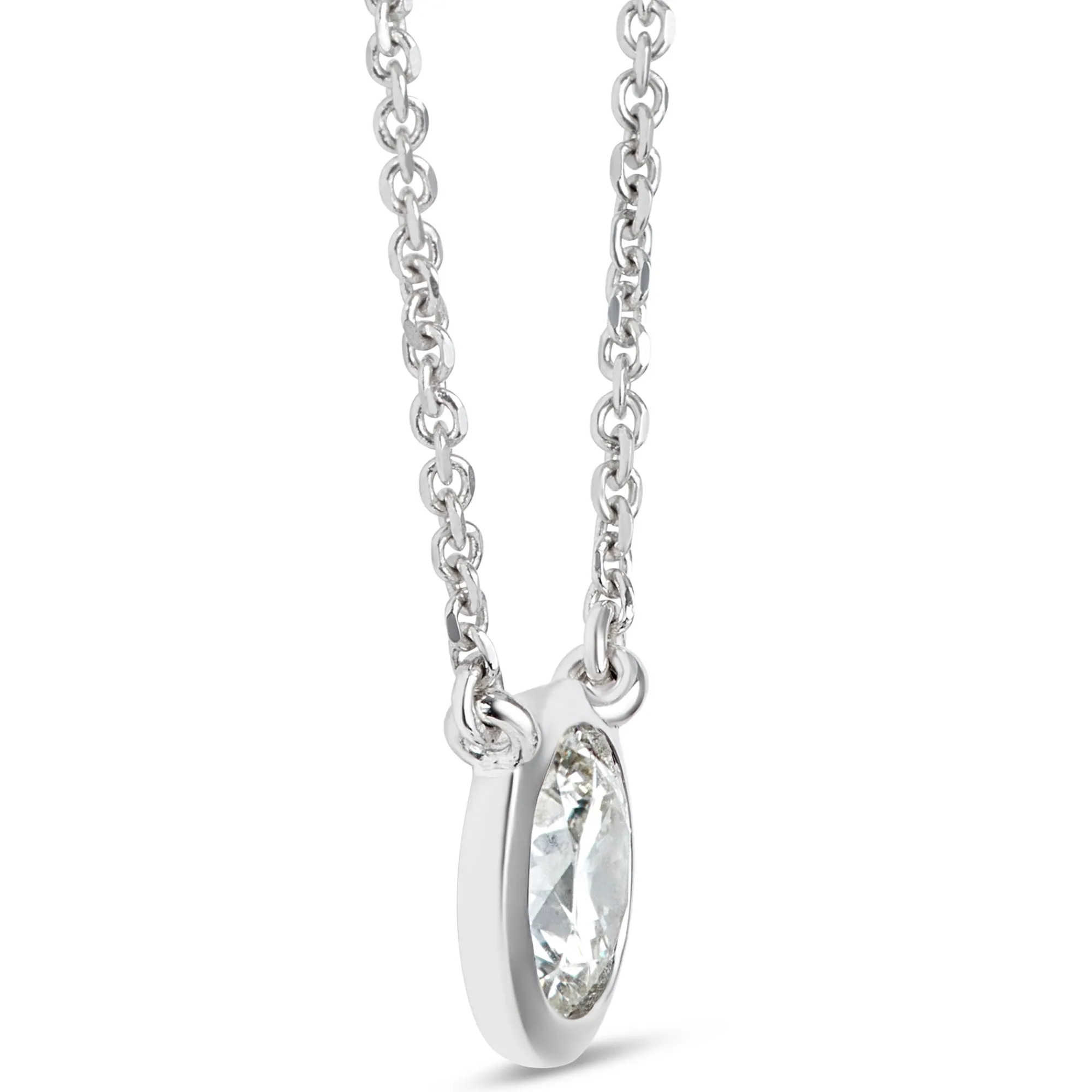 Classic Round Diamond Bezel Pendant, ½ Carat Total Weight, 18K White Gold Online