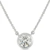 Classic Round Diamond Bezel Pendant, ⅔ Carat Total Weight, 18K White Gold New