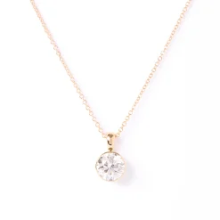 Classic Round Diamond Invisible Bezel Pendant, 1 Carat Total Weight, 14K Yellow Gold Best