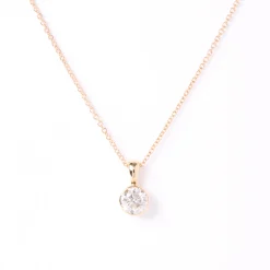 Classic Round Diamond Invisible Bezel Pendant, ½ Carat Total Weight, 14K Yellow Gold Clearance