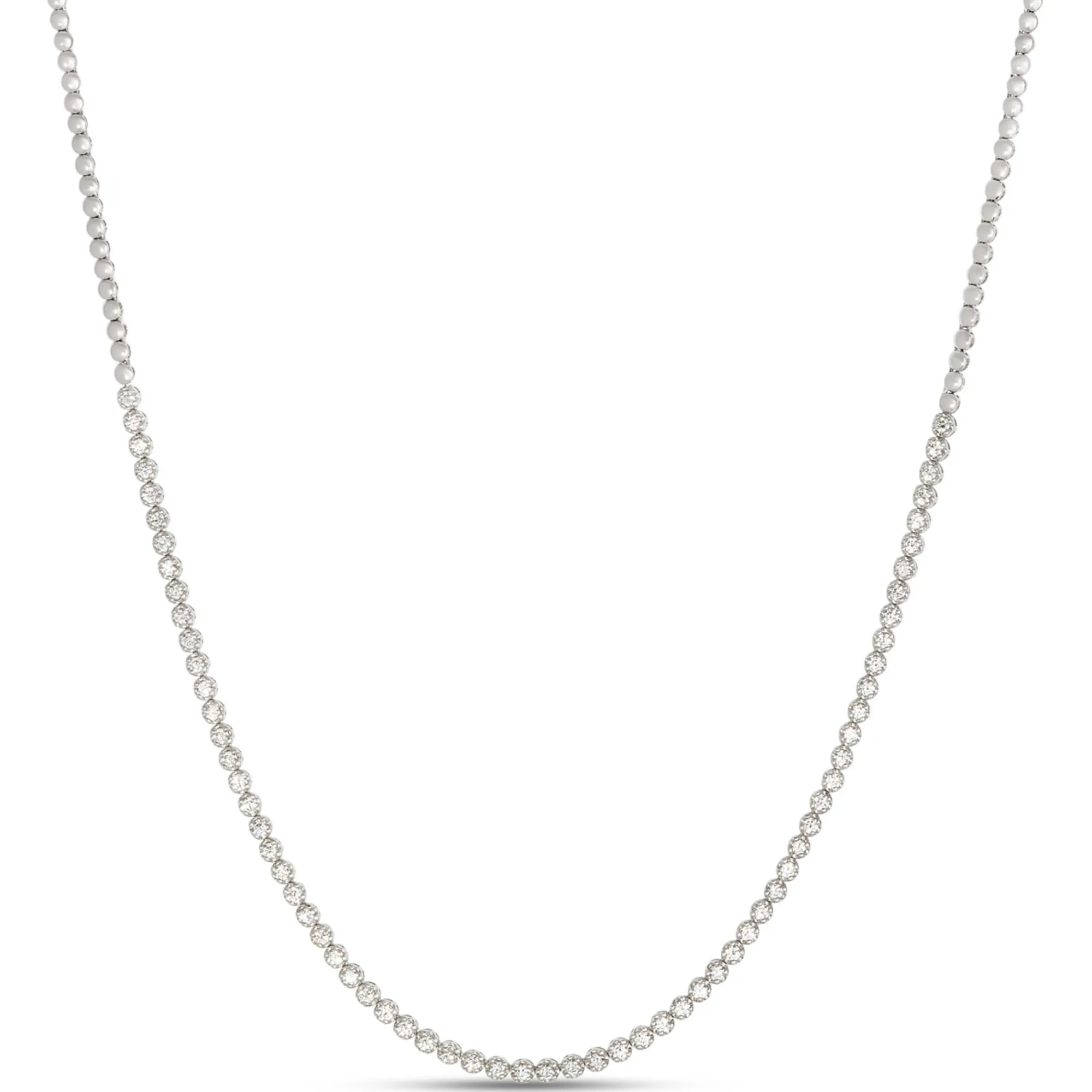 Classic Round Diamond Necklace, 2 Total Carat Weight, 14k White Gold Outlet