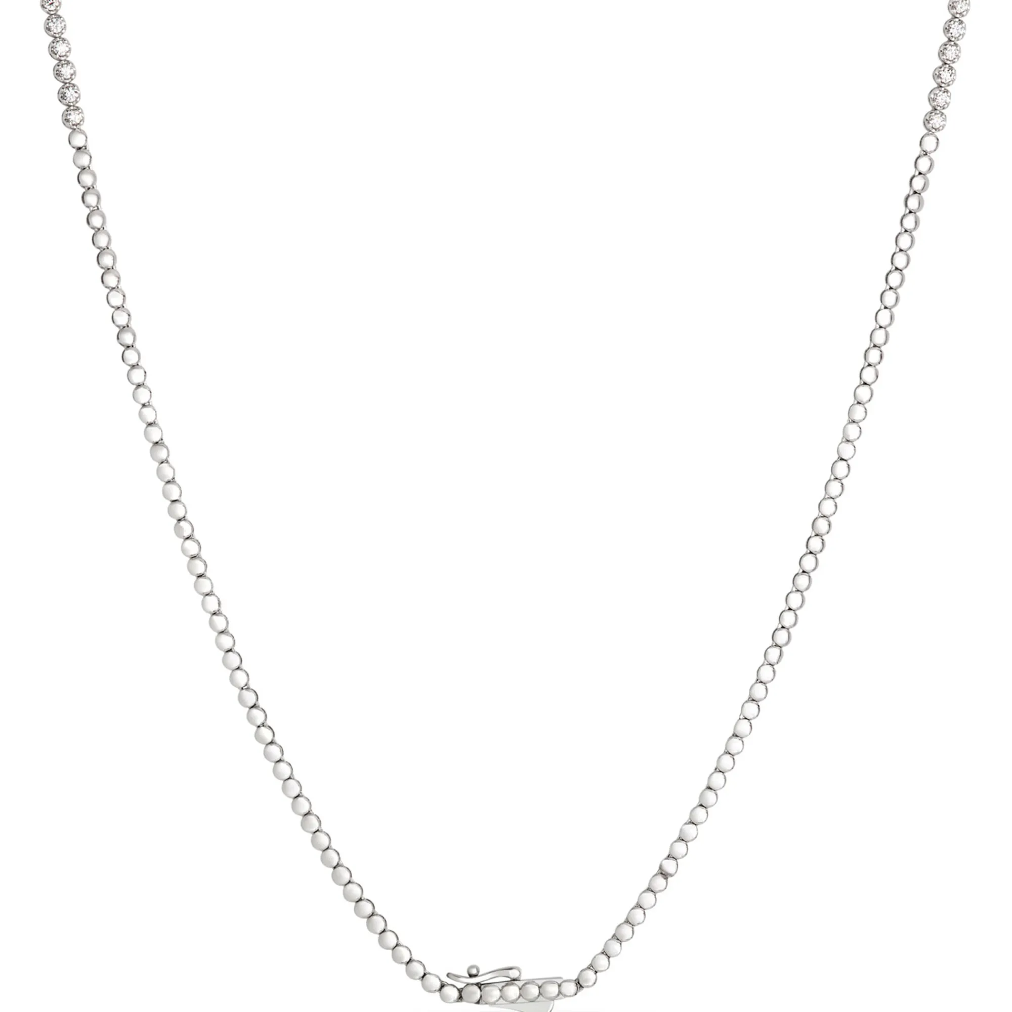 Classic Round Diamond Necklace, 2 Total Carat Weight, 14k White Gold Outlet