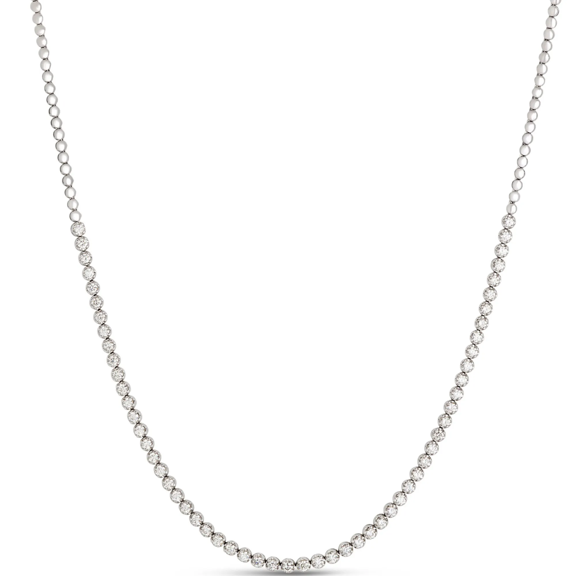 Classic Round Diamond Necklace, 3 Total Carat Weight, 14k White Gold Sale