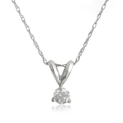 Classic Round Diamond Pendant, ¼ Carat Total Weight, 14K White Gold Hot