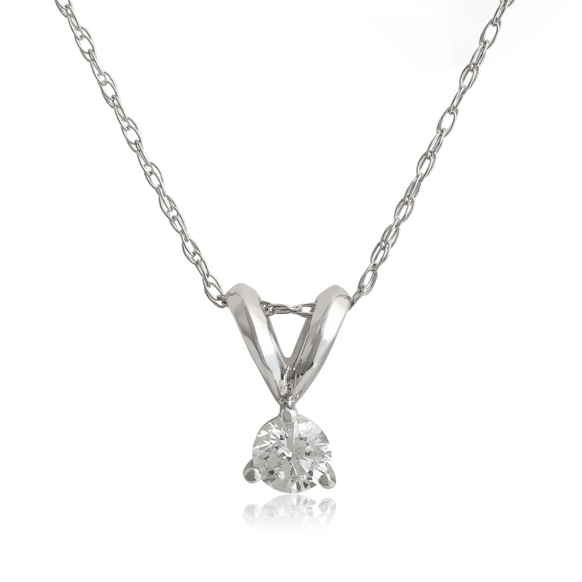 Classic Round Diamond Pendant, ¼ Carat Total Weight, 14K White Gold Hot