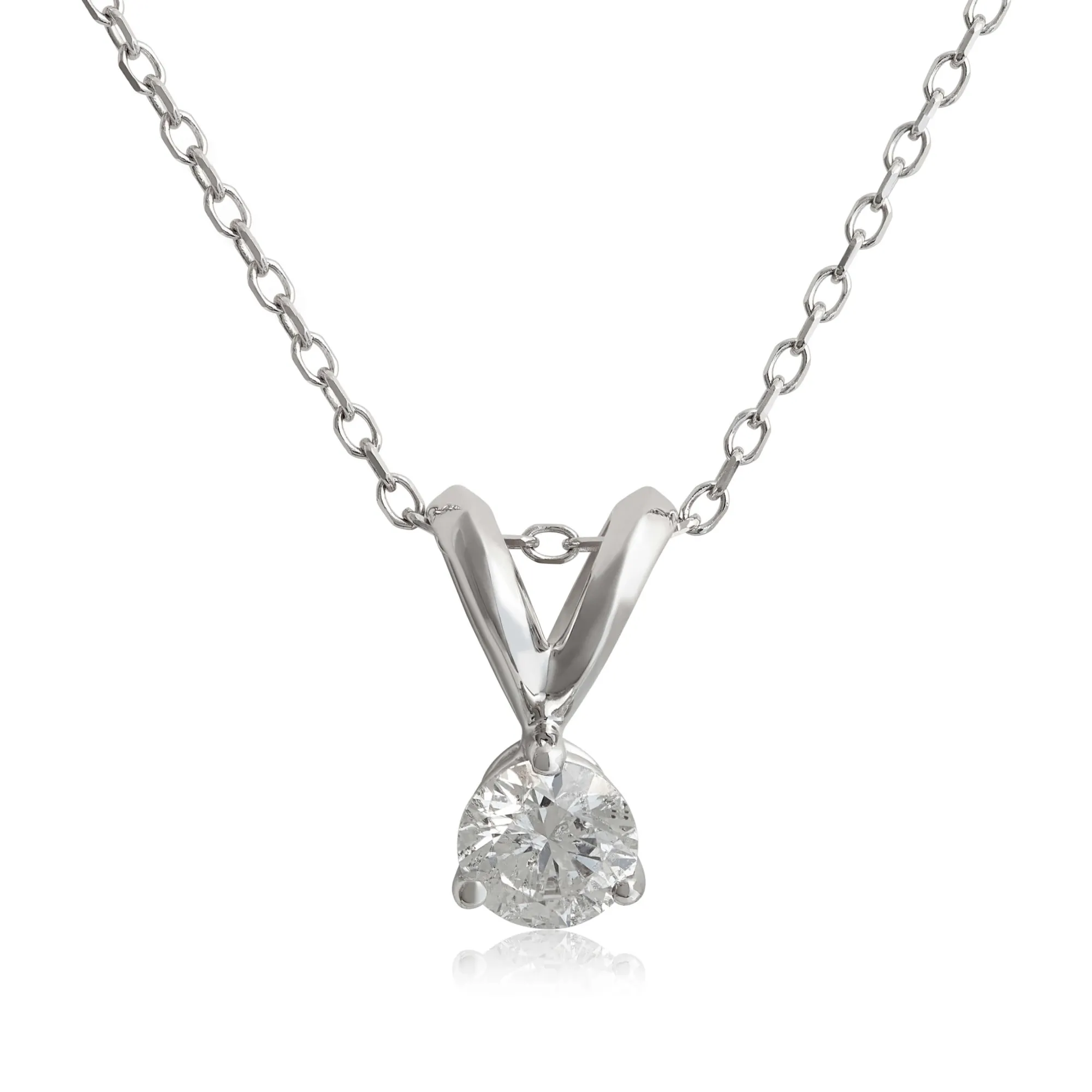 Classic Round Diamond Pendant, ⅕ Carat Total Weight, 14K White Gold Outlet