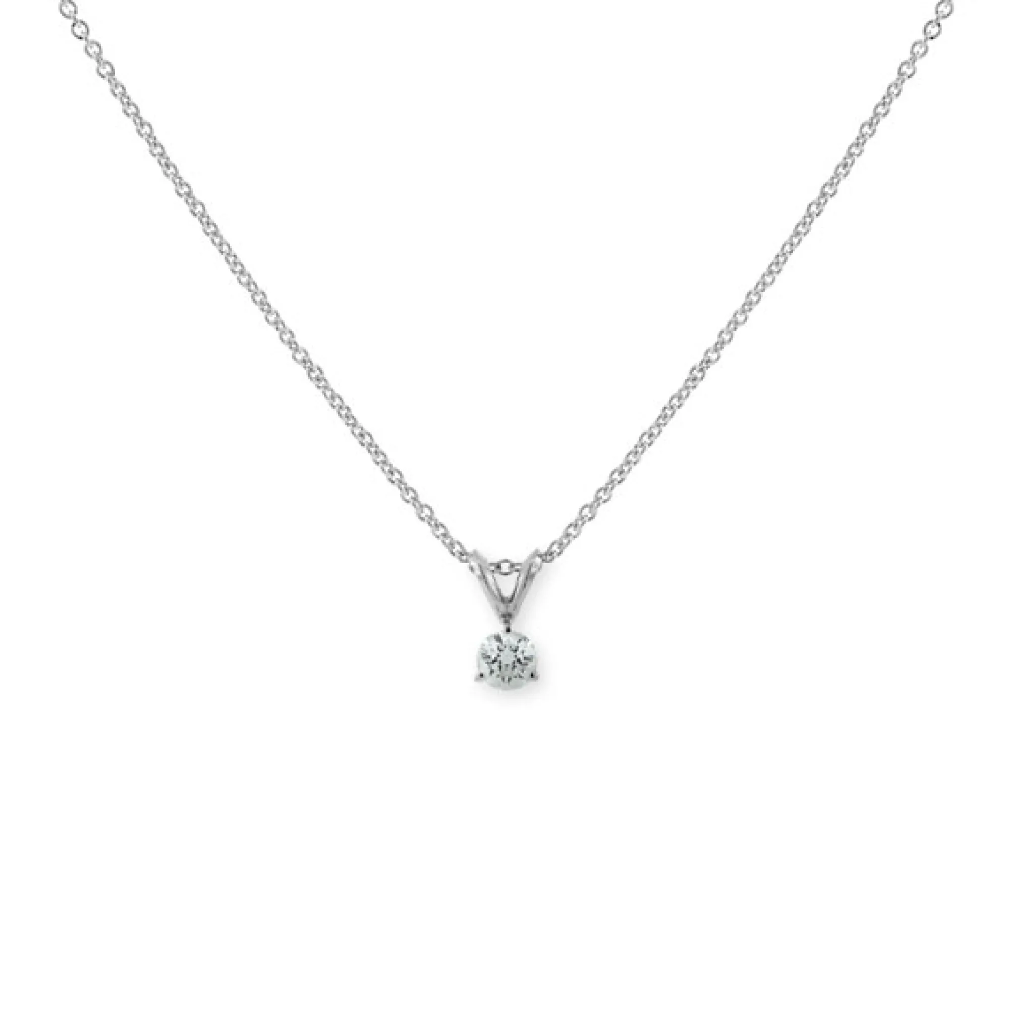 Classic Round Diamond Pendant, ⅕ Carat Total Weight, 14K White Gold Outlet