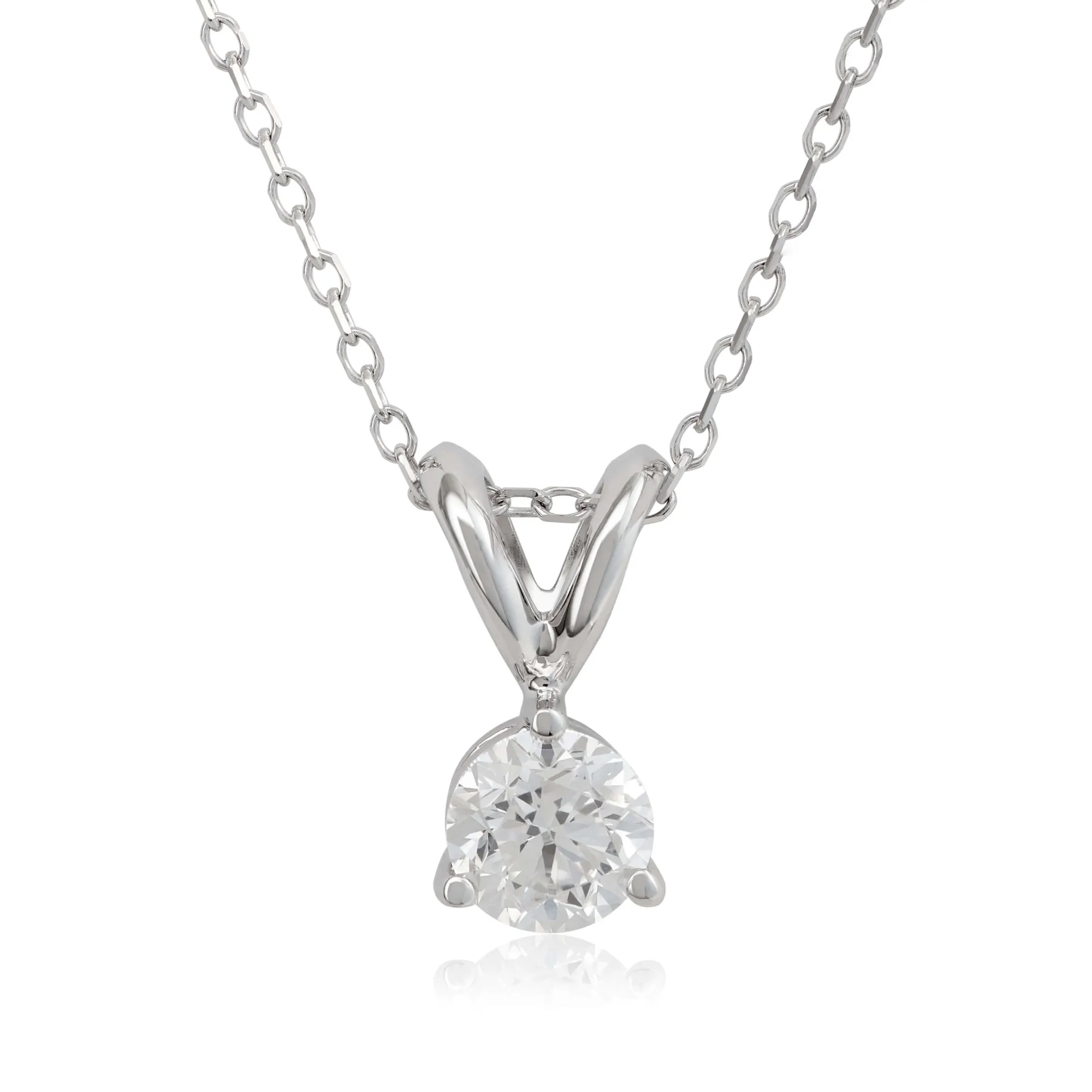 Classic Round Diamond Pendant, ⅓ Carat Total Weight, 14K White Gold Best